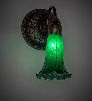 Meyda 5.5" Wide Green Tiffany Pond Lily Wall Sconce - 261100