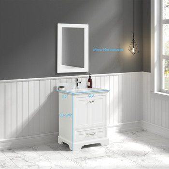 24" Freestanding Bathroom Vanity With Countertop & Undermount Sink - Matte White - 027 24 01 CT