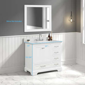 36" Freestanding Bathroom Vanity With Countertop & Undermount Sink - Matte White - 027 36 01 CT