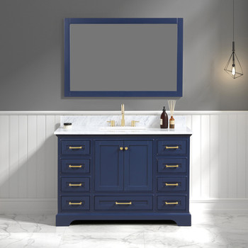 48" Freestanding Bathroom Vanity With Countertop, Undermount Sink & Mirror - Navy Blue - 027 48 25 CT M