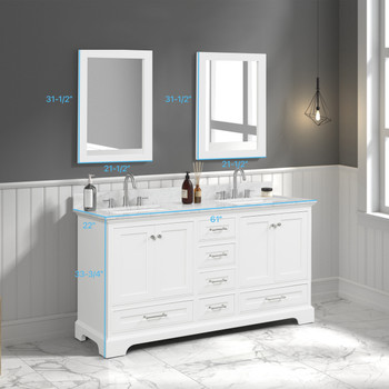 60" Freestanding Bathroom Vanity With Countertop, Undermount Sink & Mirror - Matte White - 027 60 01 CT 2M