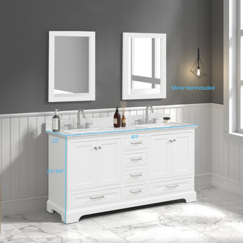 60" Freestanding Bathroom Vanity With Countertop & Undermount Sink - Matte White - 027 60 01 CT