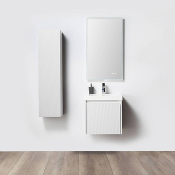 20" Floating Bathroom Vanity With Sink & Side Cabinet - Matte White