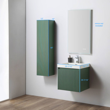 20" Floating Bathroom Vanity With Sink & Side Cabinet - Aventurine Green