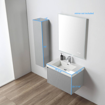 30" Floating Bathroom Vanity With Sink & Side Cabinet - Light Grey