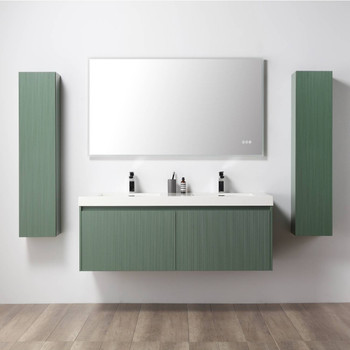 60" Floating Bathroom Vanity With Sink & 2 Side Cabinet - Aventurine Green