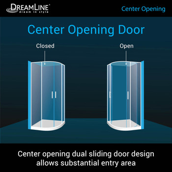 Dreamline Prime 33 In. X 33 In. X 76 3/4 In. H Sliding Shower Enclosure, Shower Base And Qwall-4 Acrylic Backwall Kit, Frosted Glass - DL-6152-FR-DUP