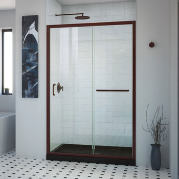 Dreamline Infinity-z 32 In. D X 54 In. W X 74 3/4 In. H Semi-frameless Sliding Shower Door And Slimline Shower Base Kit, Clear Glass - DL-6974-DUP