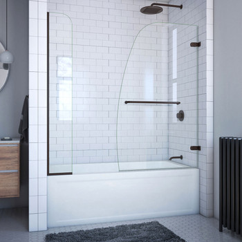 Dreamline Aqua Uno 56-60 In. W X 58 In. H Frameless Hinged Tub Door With Extender Panel - SHDR-3534586-EX-DUP