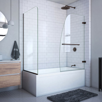 Dreamline Aqua Uno 56-60 In. W X 30 In. D X 58 In. H Frameless Hinged Tub Door With Return Panel - SHDR-3534586-RT-DUP