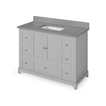 48" Grey Addington Vanity, Steel Grey Cultured Marble Vanity Top, Undermount Rectangle Bowl