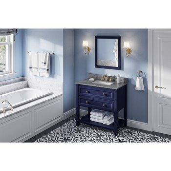 36" Hale Blue Adler Vanity, Boulder Cultured Marble Vanity Top, Undermount Rectangle Bowl