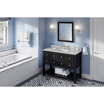 48" Black Adler Vanity, Calacatta Vienna Quartz Vanity Top, Undermount Rectangle Bowl