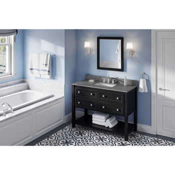 48" Black Adler Vanity, Steel Grey Cultured Marble Vanity Top, Undermount Rectangle Bowl