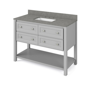 48" Grey Adler Vanity, Steel Grey Cultured Marble Vanity Top, Undermount Rectangle Bowl