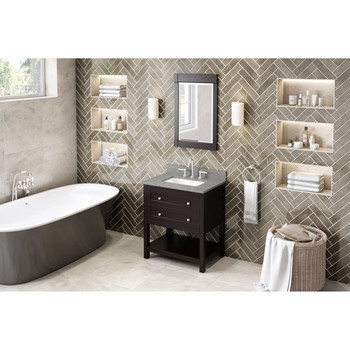 30" Espresso Astoria Vanity, Steel Grey Cultured Marble Vanity Top, Undermount Rectangle Bowl