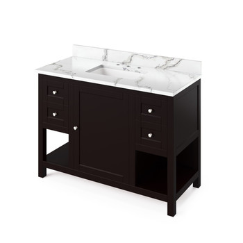 48" Espresso Astoria Vanity, Calacatta Vienna Quartz Vanity Top, Undermount Rectangle Bowl