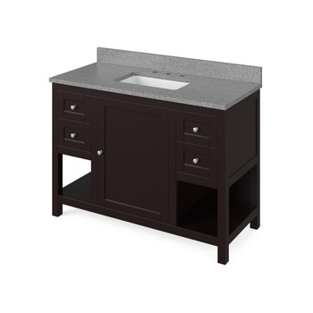 48" Espresso Astoria Vanity, Steel Grey Cultured Marble Vanity Top, Undermount Rectangle Bowl