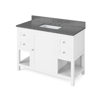 48" White Astoria Vanity, Boulder Cultured Marble Vanity Top, Undermount Rectangle Bowl