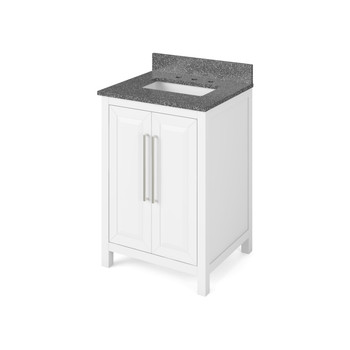 24" White Cade Vanity, Boulder Cultured Marble Vanity Top, Undermount Rectangle Bowl