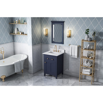 24" Hale Blue Chatham Vanity, White Carrara Marble Vanity Top, Undermount Rectangle Bowl