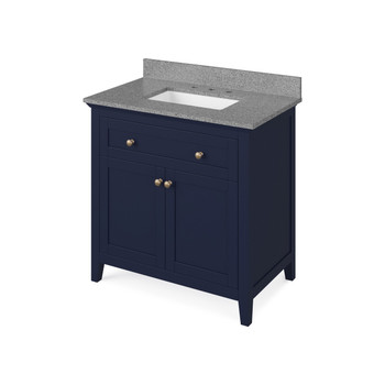 36" Hale Blue Chatham Vanity, Steel Grey Cultured Marble Vanity Top, Undermount Rectangle Bowl