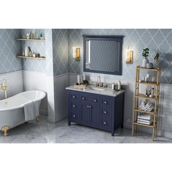 48" Hale Blue Chatham Vanity, Steel Grey Cultured Marble Vanity Top, Undermount Rectangle Bowl