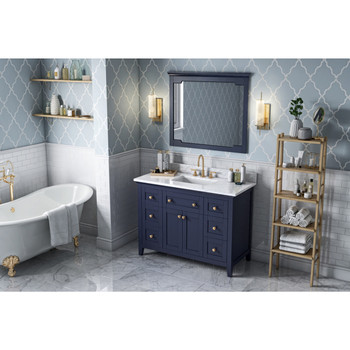 48" Hale Blue Chatham Vanity, White Carrara Marble Vanity Top, Undermount Rectangle Bowl