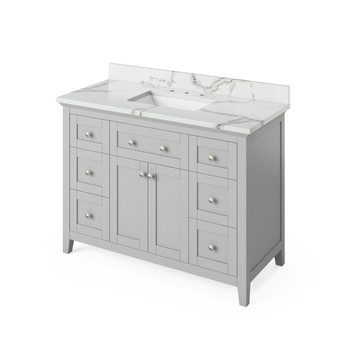 48" Grey Chatham Vanity, Calacatta Vienna Quartz Vanity Top, Undermount Rectangle Bowl