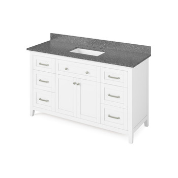 60" White Chatham Vanity, Boulder Cultured Marble Vanity Top, Undermount Rectangle Bowl