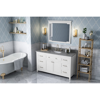 60" White Chatham Vanity, Boulder Cultured Marble Vanity Top, Undermount Rectangle Bowl