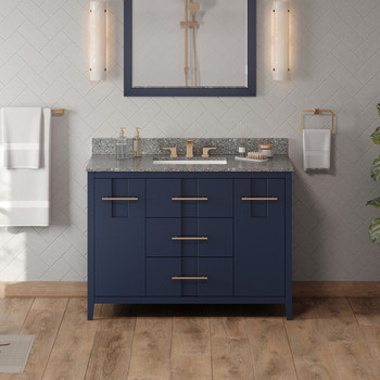 48" Hale Blue Katara Vanity, Boulder Cultured Marble Vanity Top, Undermount Rectangle Bowl