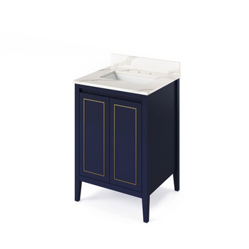 24" Hale Blue Percival Vanity, Calacatta Vienna Quartz Vanity Top, Undermount Rectangle Bowl