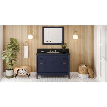 48" Hale Blue Theodora Vanity, Black Granite Vanity Top, Undermount Rectangle Bowl