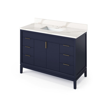 48" Hale Blue Theodora Vanity, Calacatta Vienna Quartz Vanity Top, Undermount Rectangle Bowl