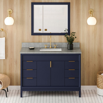 48" Hale Blue Theodora Vanity, Steel Grey Cultured Marble Vanity Top, Undermount Rectangle Bowl