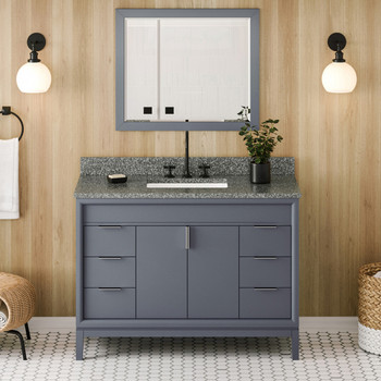 48" Blue Steel Theodora Vanity, Boulder Cultured Marble Vanity Top, Undermount Rectangle Bowl