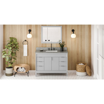 48" Grey Theodora Vanity, Steel Grey Cultured Marble Vanity Top, Undermount Rectangle Bowl