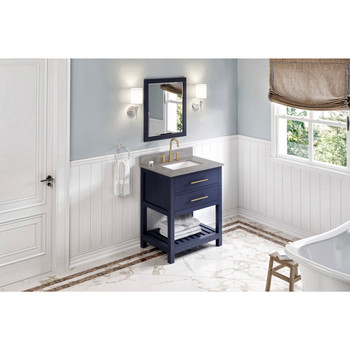 30" Hale Blue Wavecrest Vanity, Steel Grey Cultured Marble Vanity Top, Undermount Rectangle Bowl