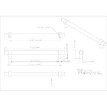 192 mm Center-to-Center Key Grande Cabinet Bar Pull