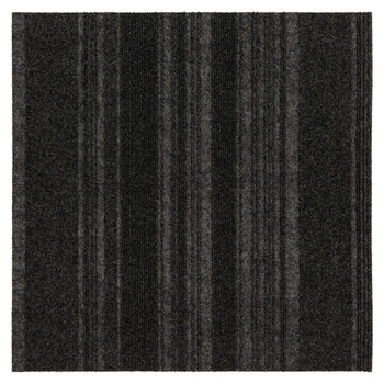 Needlepunch Carpet Tile Black Machine Made Polyester Area Rug - 24"x24" 15pc Bx Square