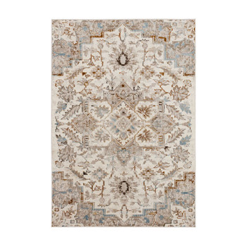 Cleo Cream Machine Woven Polypropylene Area Rugs - EELAM