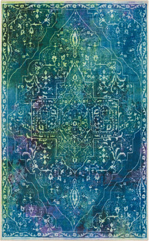 Prismatic Teal Machine Tufted Polyester Area Rugs - Z0168