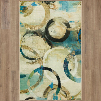 Prismatic Aqua Machine Tufted Polyester Area Rugs - Z0196