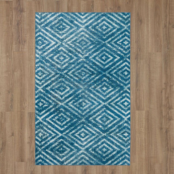 Prismatic Teal Machine Tufted Polyester Area Rugs - Z0216