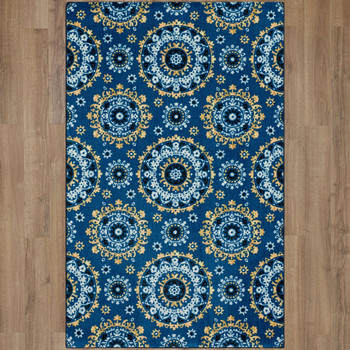 Prismatic Medium Blue Machine Tufted Polyester Area Rugs - Z0250