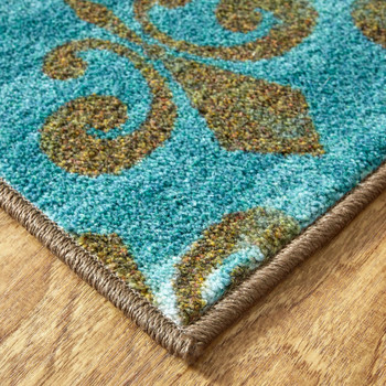 Prismatic Teal Machine Tufted Polyester Area Rugs - Z0323