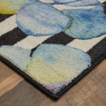 Prismatic Medium Blue Machine Tufted Polyester Area Rugs - Z0345