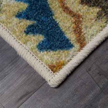 Prismatic Blue Machine Tufted Polyester Area Rugs - Z0540