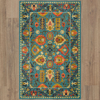Prismatic Blue Machine Tufted Polyester Area Rugs - Z0566